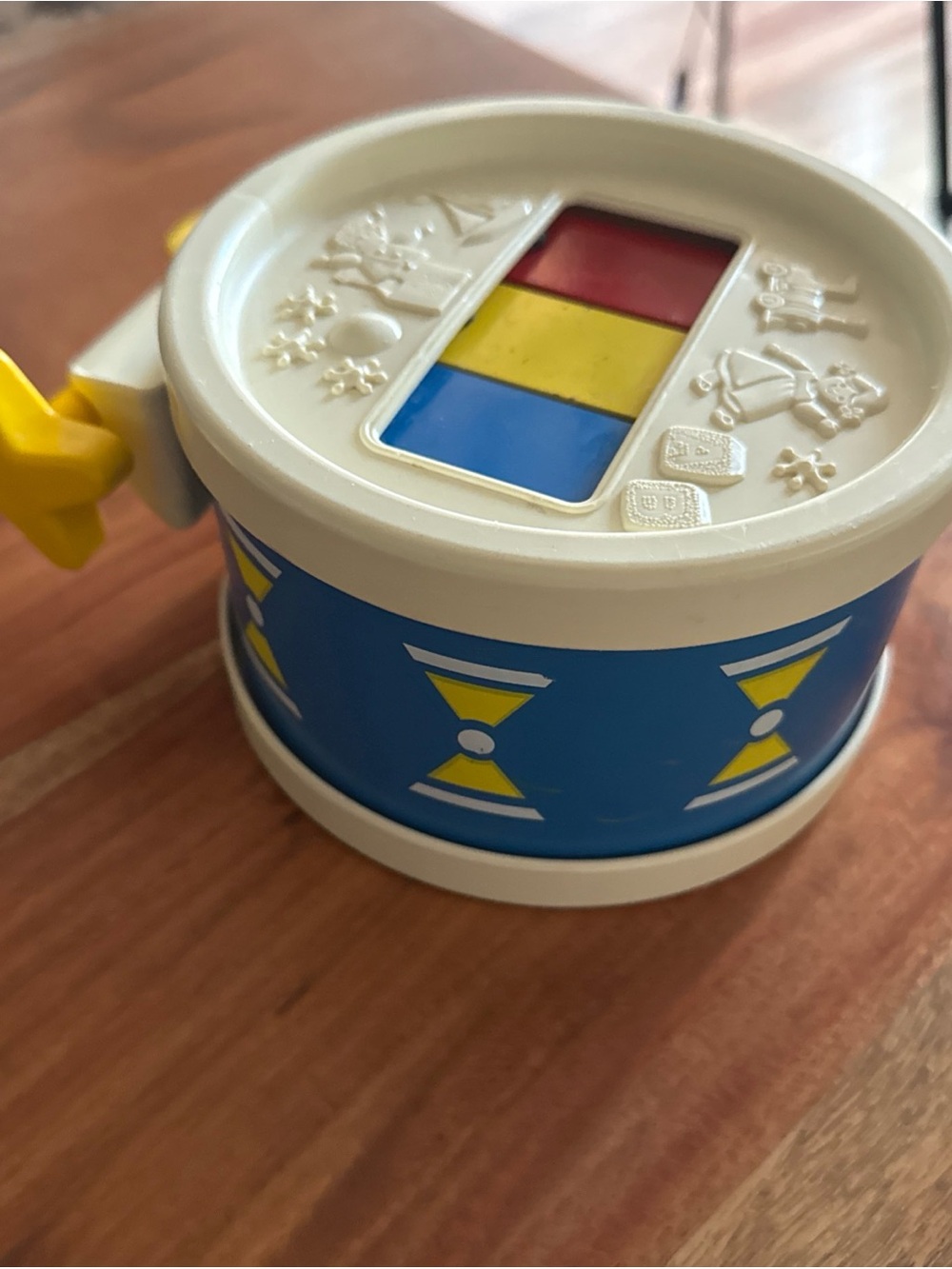 Vintage Fisher-Price Blue, Yellow & Red Musical Toy Drum